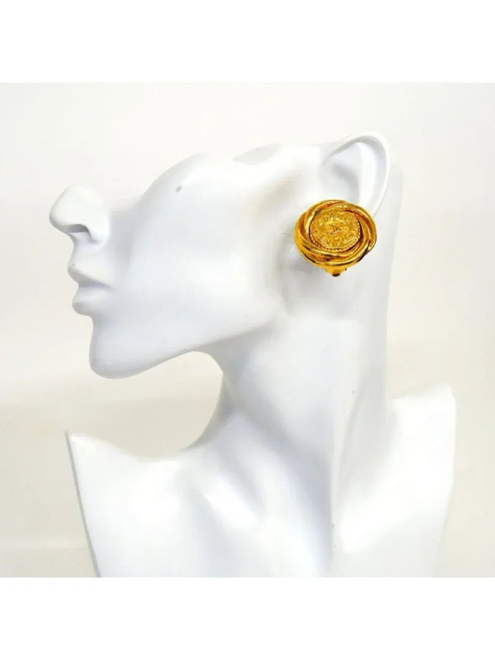 Chanel Earrings Vintage CC Logo Gold Plated